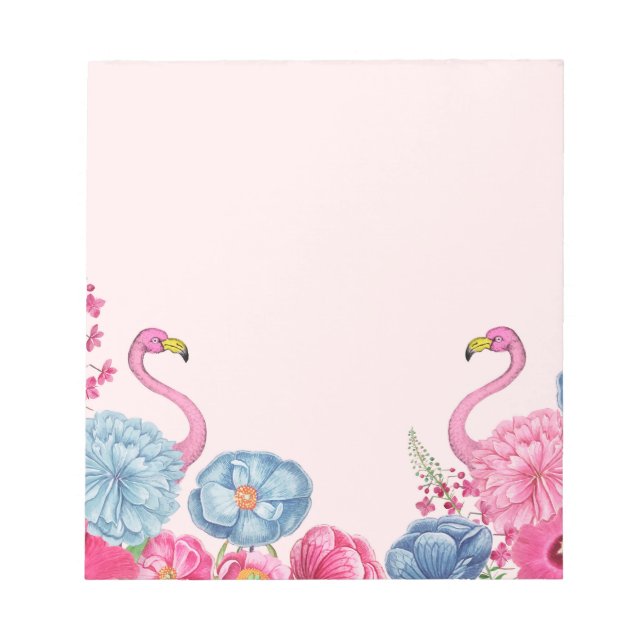 Exotic pink flamingo garden notepad (Front)