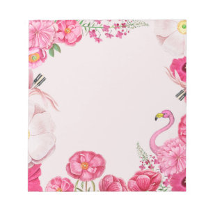 Exotic pink flamingo garden notepad