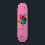 Exotic Pink Flamingo Summer Sparkle Name Tropical Skateboard<br><div class="desc">This fun skateboard featuring a pink flamingo & a custom name would make a wonderful gift for someone,  who's into skateboarding! Easily add the desired name by clicking on the "personalise this template" option.</div>