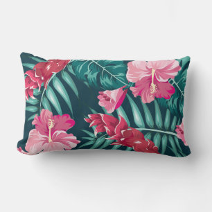 Exotic Pink Flowers design Lumbar Cushion