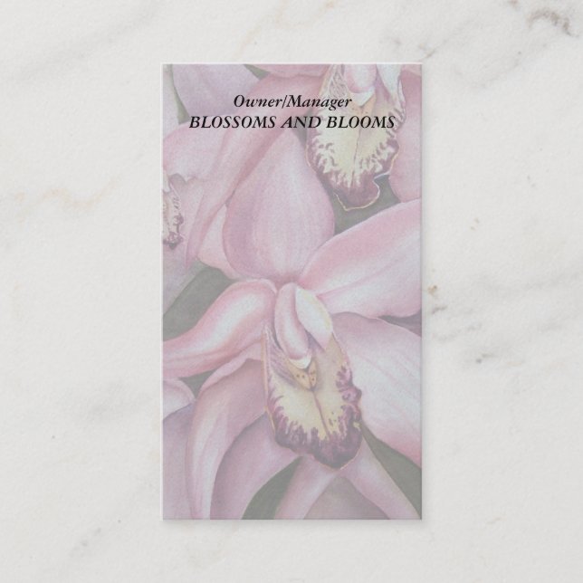 EXOTIC PINK ORCHID CUSTOMIZABLE BUSINESS CARDS (Front)