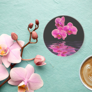 Exotic Pink Orchids Sandstone Coaster