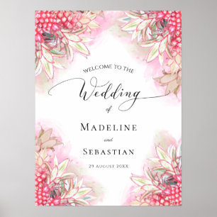 Exotic Pink Pineapples Blush Wedding Poster