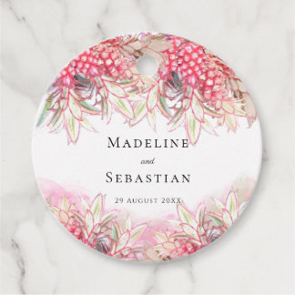 Exotic Pink Pineapples Blush Wedding Thank You Favour Tags