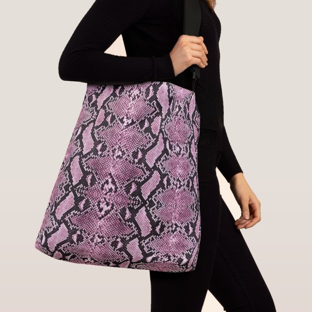 Exotic Pink Python Snakeskin Crossbody Bag (Close Up)
