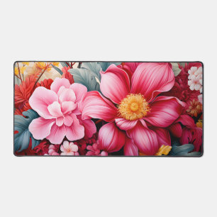 Exotic Pink Tropical Floral Garden Desk Mat