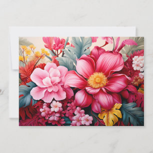Exotic Pink Tropical Floral Garden Holiday Card