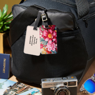 Exotic Pink Tropical Floral Garden Luggage Tag