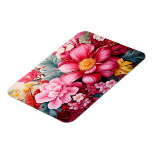 Exotic Pink Tropical Floral Garden Magnet