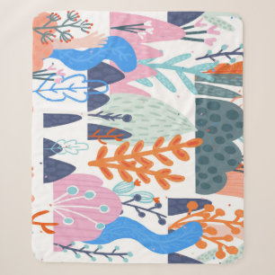 Exotic Plants: Bright Seamless Pattern Sherpa Blanket