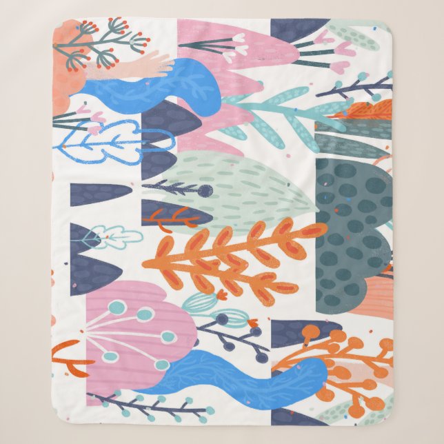 Exotic Plants: Bright Seamless Pattern Sherpa Blanket (Front)