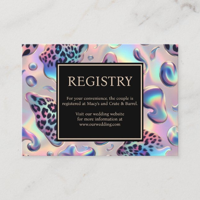 Exotic Posh GIft Registry Details Enclosure Cards (Front)