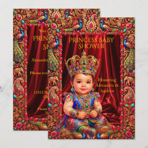 Exotic Princess Baby Shower Crown Gold Multi Invitation