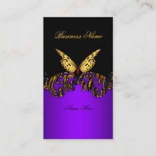 Exotic Purple Gold Black Butterfly Elegant Classy Business Card