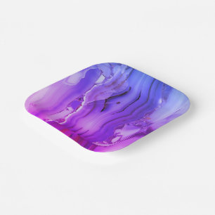Exotic Purple Marble Paper Plate