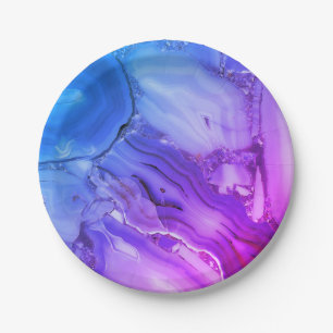 Exotic Purple Marble Paper Plate
