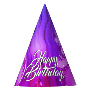 Exotic Purple Marble Party Hat