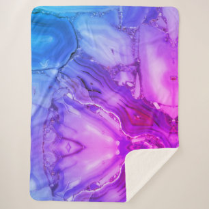 Exotic Purple Marble Sherpa Blanket