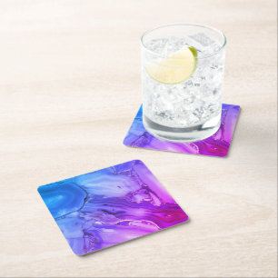 Exotic Purple Marble Square Paper Coaster