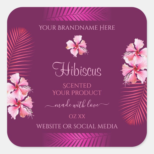 Exotic Purple Product Labels Pink Hawaii Flowers (Front)