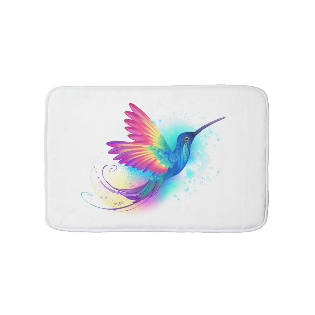 Exotic Rainbow Hummingbird Bath Mat (Front)