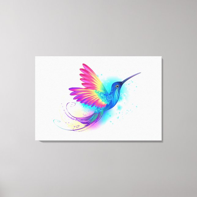 Exotic Rainbow Hummingbird Canvas Print (Front)