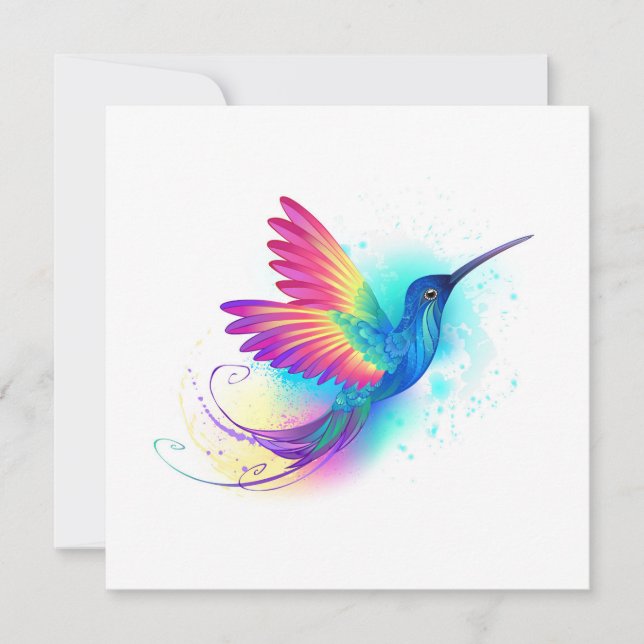 Exotic Rainbow Hummingbird Card (Front)