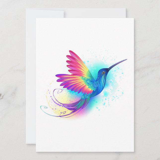 Exotic Rainbow Hummingbird Card (Front)