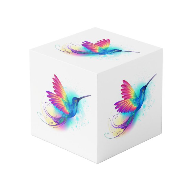 Exotic Rainbow Hummingbird Cube (Front Angled)