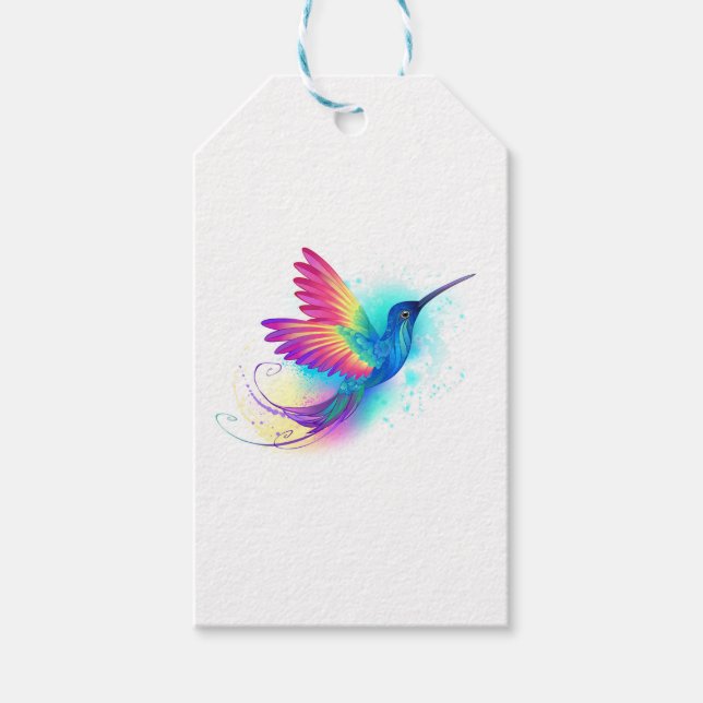 Exotic Rainbow Hummingbird Gift Tags (Front)