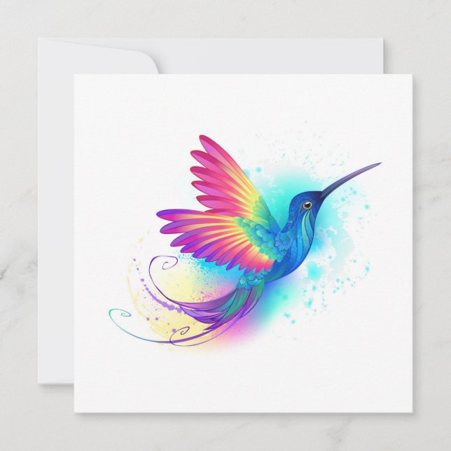 Exotic Rainbow Hummingbird Invitation (Front)