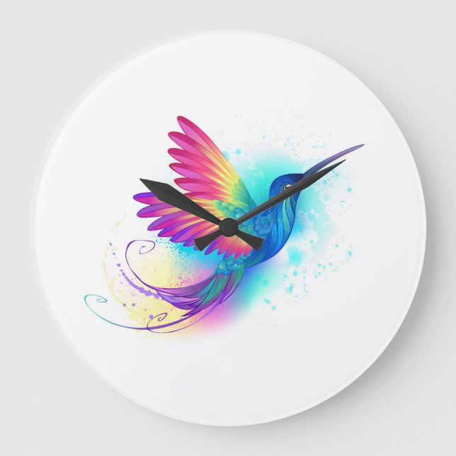 Exotic Rainbow Hummingbird Large Clock (Front)