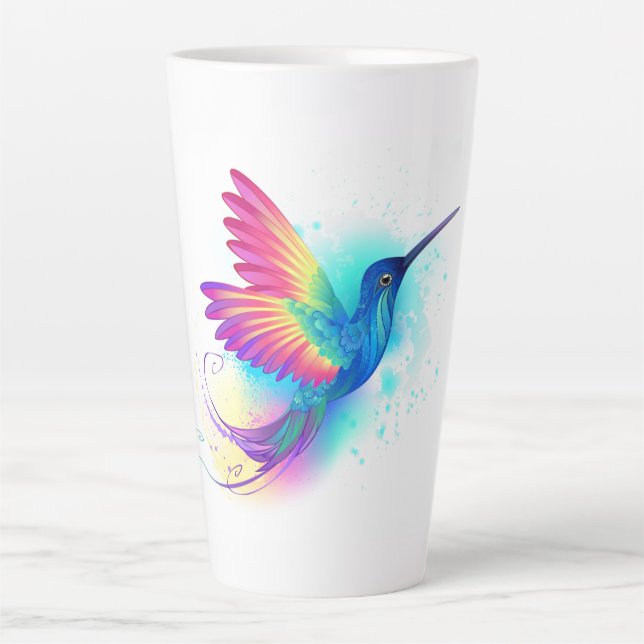 Exotic Rainbow Hummingbird Latte Mug (Front)