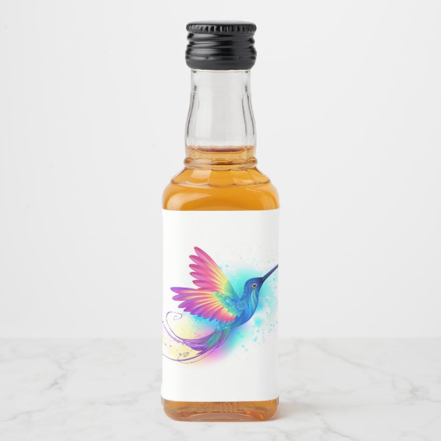 Exotic Rainbow Hummingbird Liquor Bottle Label (Front)