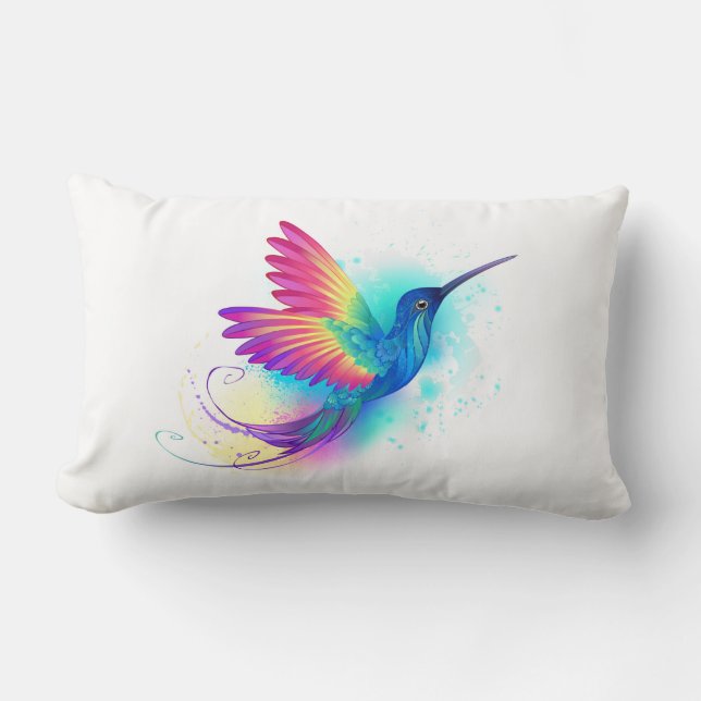 Exotic Rainbow Hummingbird Lumbar Cushion (Front)