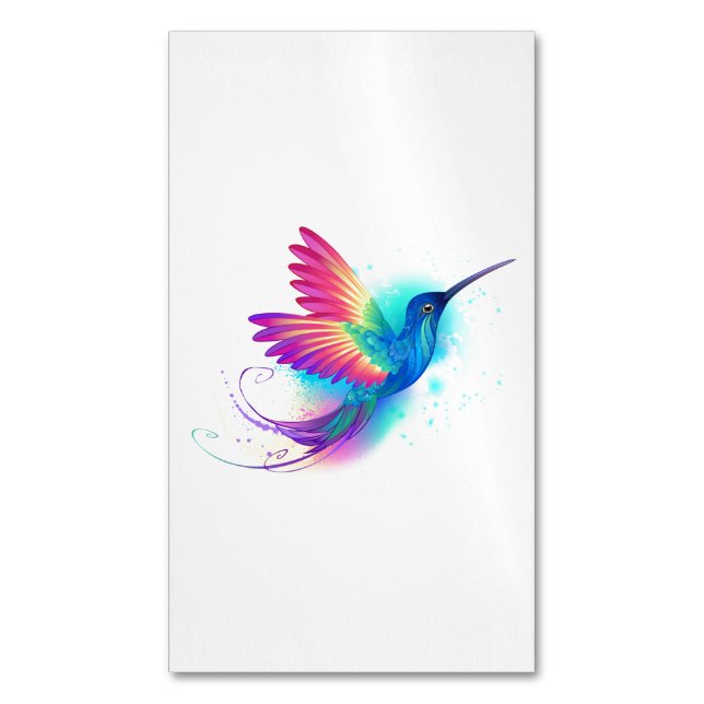 Exotic Rainbow Hummingbird Magnetic Business Card (Front Vertical)
