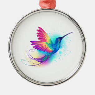 Exotic Rainbow Hummingbird Metal Tree Decoration