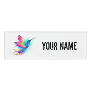 Exotic Rainbow Hummingbird Name Tag