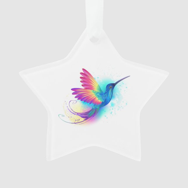 Exotic Rainbow Hummingbird Ornament (Front)