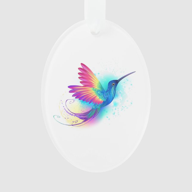 Exotic Rainbow Hummingbird Ornament (Front)