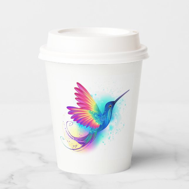 Exotic Rainbow Hummingbird Paper Cups (Front)