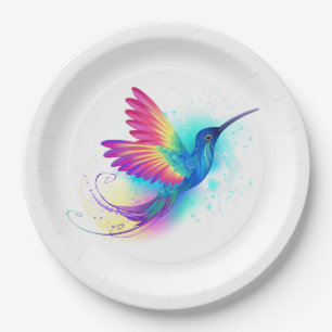 Exotic Rainbow Hummingbird Paper Plate