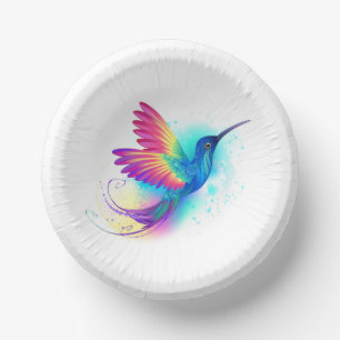 Exotic Rainbow Hummingbird Paper Plate