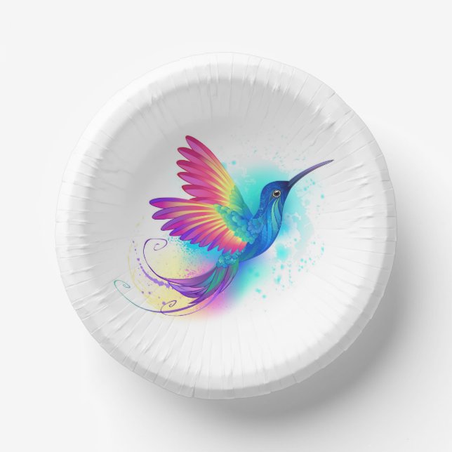 Exotic Rainbow Hummingbird Paper Plate (Front)
