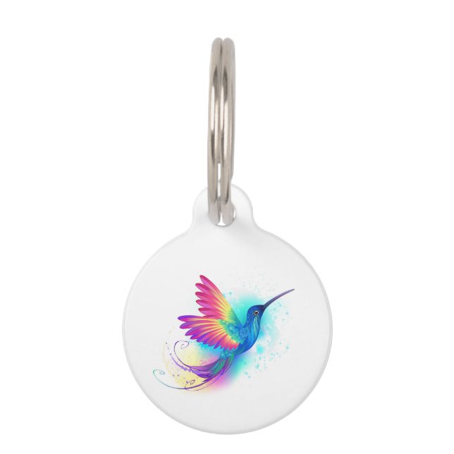 Exotic Rainbow Hummingbird Pet Tag (Front)