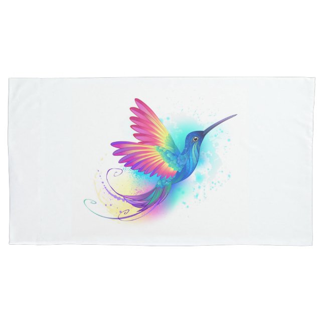 Exotic Rainbow Hummingbird Pillowcase (Front-Left)