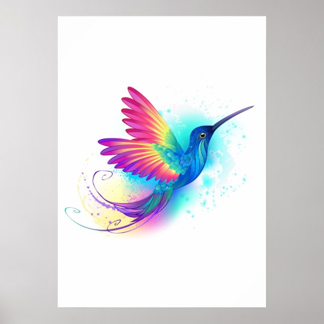 Exotic Rainbow Hummingbird Poster (Front)