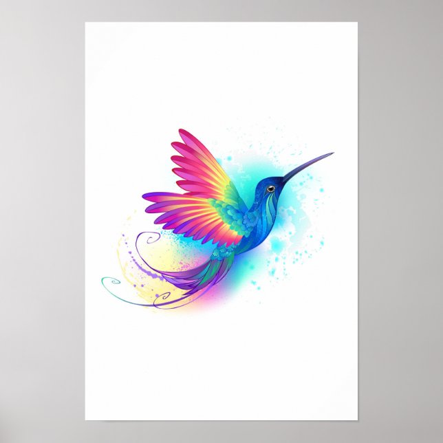 Exotic Rainbow Hummingbird Poster (Front)