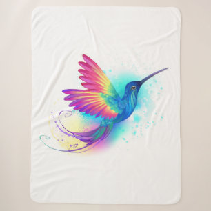 Exotic Rainbow Hummingbird Sherpa Blanket