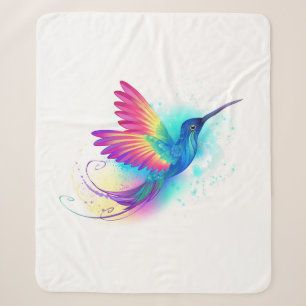 Exotic Rainbow Hummingbird Sherpa Blanket